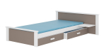 Lastevoodi ADRK Aldex Shelf, valge v./hall v./pruunikas v., 80 x 180 cm, voodipesu kastiga, madratsiga