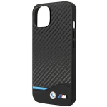 Telefoni &uuml;mbris BMW Leather Carbon, Apple iPhone 14 Plus, must v.