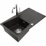 K&ouml;&ouml;givalamu koos kraaniga Mexen Cesar, graniit, 77.5 cm x 47 cm x 19 cm, metallic black/gold+chrome