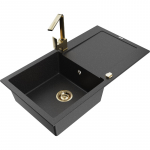 K&ouml;&ouml;givalamu koos kraaniga Mexen Leo, graniit, 90 cm x 50 cm x 19 cm, metallic black/silver+gold