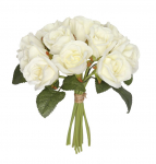 Kunstlilledest kimp, roos Domoletti Roses, valge/roheline, 25 cm