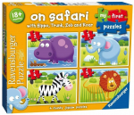 Pusle 4in1 Ravensburger On Safari 07301, 16 cm x 11 cm, 72 tk, mitmev&auml;rviline