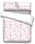 Voodipesukomplekt Restilo Snuggy, valge v./roosa v., 80 x 80 cm, 155 x 220 cm