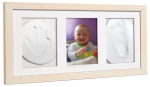 Memory Print k&auml;te/jalgade j&auml;ljendite tegemise komplekt Odcisk Bobasa Baby Handprint Triple Frame with Clay &ndash; White