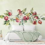 Fototapeet Artgeist Apple Branch - Delicate Landscape With A Plant And Apples On A White Background, 70 cm x 70 cm