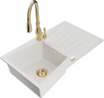 K&ouml;&ouml;givalamu koos kraaniga Mexen Cesar Savita, graniit, 77.5 cm x 47 cm x 20 cm, kuldne/valge