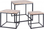 Kohvilaudade komplekt H&S, must v./teak v., 30.5 - 40.5 cm x 40.5 cm x 34.5 - 43 cm, 3 tk