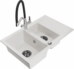 K&ouml;&ouml;givalamu koos kraaniga Mexen Gaspar White+Black/Chrome, graniit, 73 cm x 47 cm x 17.7 cm, white+black/chrome