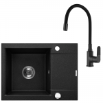 K&ouml;&ouml;givalamu koos kraaniga Invena Tesalia AZ-01-042-Set, graniit, 59 cm x 44 cm x 16 cm, must v.