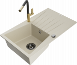 K&ouml;&ouml;givalamu koos kraaniga Mexen Cesar, graniit, 77.5 cm x 47 cm x 20 cm, beige+black/gold