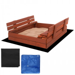 Liivakast Springos SBP100SET04, 100 x 100 cm, kaanega, pruun v.