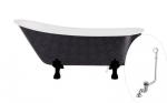 Vann, teisaldatav Besco Olaya Glam, 160 cm x 68 cm x 68 cm, ovaalne, must/kroom