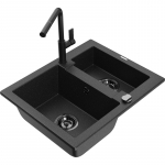 K&ouml;&ouml;givalamu koos kraaniga Mexen Carlos, graniit, 58.2 cm x 47.5 cm x 17.7 cm, metallic black/silver+black