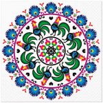 Pabersalvr&auml;tikud PAW Rooster Circle Folk, 33 cm x 33 cm, sinine v., 20 tk