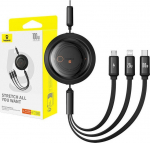 Juhe Baseus Free2Draw P10368700111-04, Micro USB type B/USB Type C/Lightning, 110 cm, must v., 100 W