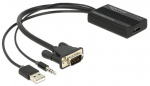 Adapter Delock VGA / 3.5 Jack / USB VGA 15 pin male, Jack 3 pin male/ USB Type-A male, 25 m, must v.