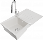 K&ouml;&ouml;givalamu koos kraaniga Mexen Cesar Savita, graniit, 77.5 cm x 47 cm x 20 cm, valge/h&otilde;be