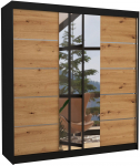Riidekapp ADRK Bergen, must v./pruunikas v., 58 cm x 200 cm x 215 cm, peegliga