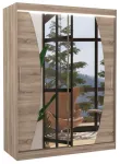 Riidekapp ADRK Modesto LED, pruun v./pruunikas v., 58 cm x 150 cm x 200 cm, peegliga