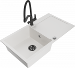 K&ouml;&ouml;givalamu koos kraaniga Mexen Leo, vaik/graniit, 90 cm x 50 cm x 19 cm, valge