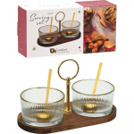 Serveerimiskomplekt Excellent Houseware, l&auml;bipaistev v./pruun v./kuldne v., klaas/roostevaba teras/puit
