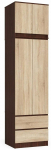 Riidekapp Akord Furniture Factory S60, sonoma tamm v./wenge v., 51 cm x 60 cm x 234 cm