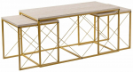 Kohvilaudade komplekt Kalune Design Defne, kuld v./travertine v., 45 - 50 cm x 100 cm x 52 cm, 3 tk