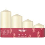 K&uuml;&uuml;nalde komplekt, silindri Bolsius Christmas, 4 - 9 h, 4 tk, elevandiluu v.