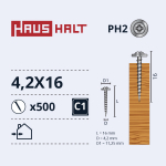 Isekeermestavad kruvid Haushalt DIN 14566, 4.2 mm x 16 mm