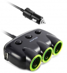 Auto laadija Awei C-35, Cigarette Lighter Socket/2 x USB, must v., 15 W