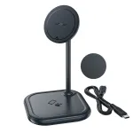 Juhtmevaba laadija AceFast E6 2-in-1, USB-C/2 x Qi Wireless, must v., 15 W