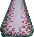 Piklik laudlina ristk&uuml;likukujuline OHA-003-A, valge/roheline/roosa, 40 x 140 cm