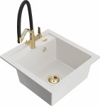 K&ouml;&ouml;givalamu koos kraaniga Mexen Vito, graniit, 52 cm x 49 cm x 21 cm, kuldne/valge/must