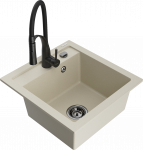 K&ouml;&ouml;givalamu koos kraaniga Mexen Vito, graniit, 52 cm x 49 cm x 21 cm, must/pruunikas