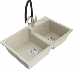 K&ouml;&ouml;givalamu koos kraaniga Mexen Tomas Beige+Black/Chrome, graniit, 80 cm x 50 cm x 19 cm, beige+black/chrome