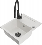 K&ouml;&ouml;givalamu koos kraaniga Mexen Enzo, vaik/graniit, 57.6 cm x 46.5 cm x 17.4 cm, valge