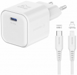 Reisilaadija Swissten Travel PD, USB Type C/Lightning, 3.6 cm, valge, 20 W