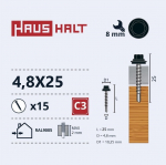Isekeermestavad kruvid Haushalt, 4.8 mm x 25 mm, 15 tk