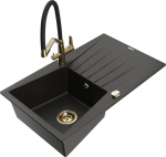 K&ouml;&ouml;givalamu koos kraaniga Mexen Cesar, graniit, 77.5 cm x 47 cm x 19 cm, metallic black/gold+black/gold v.