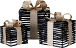 Dekoratsioon Gift set LED-valgustusega, 17 cm, kuldne v./must v., 3 tk