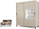Riidekapp Kalune Design Fuga 190, tamm v., 60 cm x 190 cm x 216 cm, peegliga