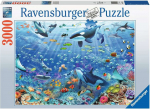Pusle Ravensburger Colorful Underwater Fun 17444, 121 cm x 80 cm, 3000 tk, sinine v./mitmev&auml;rviline