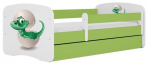 Lastevoodi Kocot Kids Babydreams Baby Dino, valge v./roheline v., 70 x 140 cm, ilma voodipesukastita, ilma madratsita