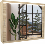 Riidekapp ADRK Chester LED, sonoma tamm v., 58 cm x 250 cm x 215 cm, peegliga