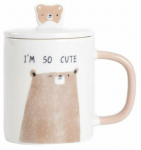 Kaanega kruus Homla Batis, valge/pruun, 0.35 l