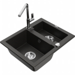 K&ouml;&ouml;givalamu koos kraaniga Mexen Carlos, graniit, 58.2 cm x 47.5 cm x 17.7 cm, metallic black/gold+chrome