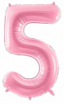 Fooliumist &otilde;hupall number PartyDeco Nr. 5 (86cm), heleroosa v.