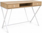 Kirjutuslaud sahtlitega Akord Furniture Factory Crossline, 50 cm x 120 cm, 80.5 cm, valge v./artisan oak v.