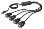 Juhe Digitus DA-70159 RS-232 x 4, USB 2.0, 1.5 m, must v.