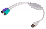 Adapter Akyga USB A male, PS/2 x 2, 0.25 m